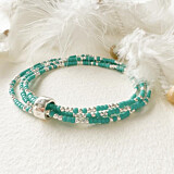 Turquoise Spiritual Looped Silver Bracelet