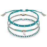 Luminous Neon Turquoise Silver Stack