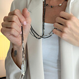 Feather Beaded Long Necklace - Choice of Colour