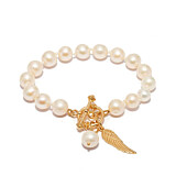 Toggle Pearl Gold Bracelet - Angel Wing