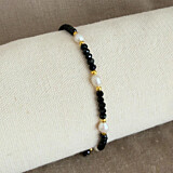 Black Crystal & Freshwater Pearl Bracelet