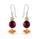 Precious Dangle Silver Earrings - Ruby