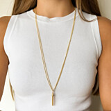 Double Chain Gold Plated Necklace - Tassel