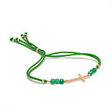Outlet NU & MII Semi - Precious Cross Friendship Gold Bracelet - Green