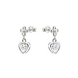 Garland Dangle Heart Silver Earrings