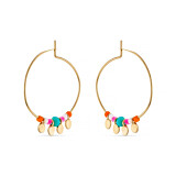 Outlet Boho Hoop Gold Plated Earrings - Turquoise