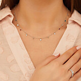Dainty Heart and Star Gem Silver Necklace