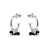Gotri Silver Hoop Earrings - Black Onyx