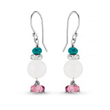 Outlet Precious Dangle Silver Earrings - Rose Quartz