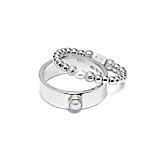 Akoya Silver Ring Stack