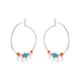 Boho Hoop Silver Earrings - Turquoise