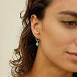 Turquoise Heart Hoop Gold Earrings