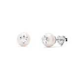 Outlet Pearl Star Silver Stud Earrings