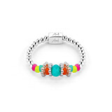 Boho Silver Ring - Neon Turquoise