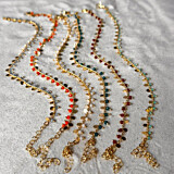 Glass Stone & Disc Anklet - Choice of Colour