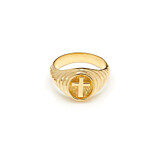 Outlet NU & MII Cross Signet Gold Pinky Ring