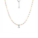 Papillon Pearl Silver Necklace - Neon Hues