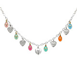 Neon Hearts & Angel Silver Necklace