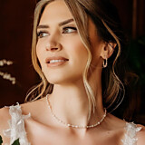 Aphrodite Pearly Crystal Hoop Silver Earrings