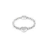 Dainty Boxed Heart Silver Ring