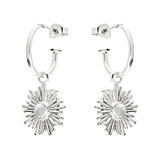 Orbit Silver Hoop Earrings - Moonstone