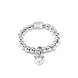 Mini Charm Silver Ring - Crystal Heart