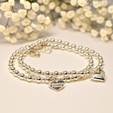 Mini Orchid Sterling Silver Charm Bracelet - Solid Heart