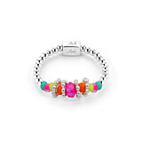Boho Silver Ring - Neon Pink
