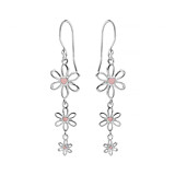 Enamel Flower Heart Silver Hook Earrings – Choice of Colour