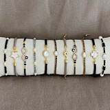 Charcoal Evil Eye Infinity Beaded Bracelet