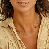 Turquoise Hearts and Stars Silver Necklace