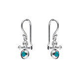 Mosaic Turquoise Silver Hook Earrings