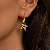 Clear Crystal Star Hoop Gold Plated Earrings