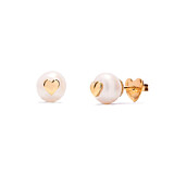 Outlet Pearl Heart Gold Plated Stud Earrings