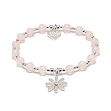 Rose Quartz Orchid Charm Bracelet - Flower Stem