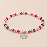 Blushing Heart Charm Silver Bracelet