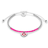 Outlet Enamel Heart Silver Friendship Bracelet - Choice of Colour