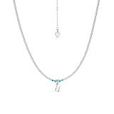 Piccolo Turquoise Silver Charm Necklace - Choice of initial