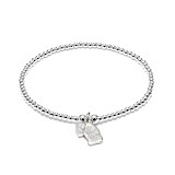 Santeenie Silver Charm Bracelet - Engraved Rose