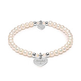Poppy Pearl Silver Bracelet - Personalised Heart