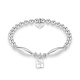 Rosalie Silver Charm Bracelet - Engraved Rose