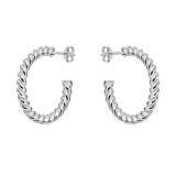 Solid Twirl Looped Silver Earrings