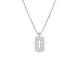 42 Men's Cross Tag Silver Necklace