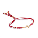Outlet NU & MII Semi - Precious Cross Friendship Gold Bracelet - Red