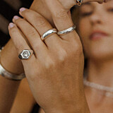 Outlet NU & MII Havana Star Signet Silver Ring
