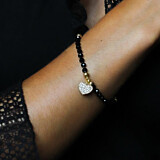 Lady in Black Gold Crystal Bracelet - Crystal Heart