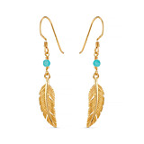 Feather Gem Gold Plated Earrings - Choice of Colour