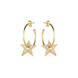 Clear Crystal Star Hoop Gold Plated Earrings