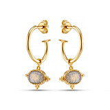 Labradorite Gold Plated Hoop Earrings