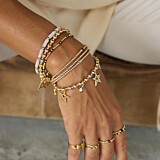 Outlet Sparkling Cluster of Stars Gold Charm Bracelet